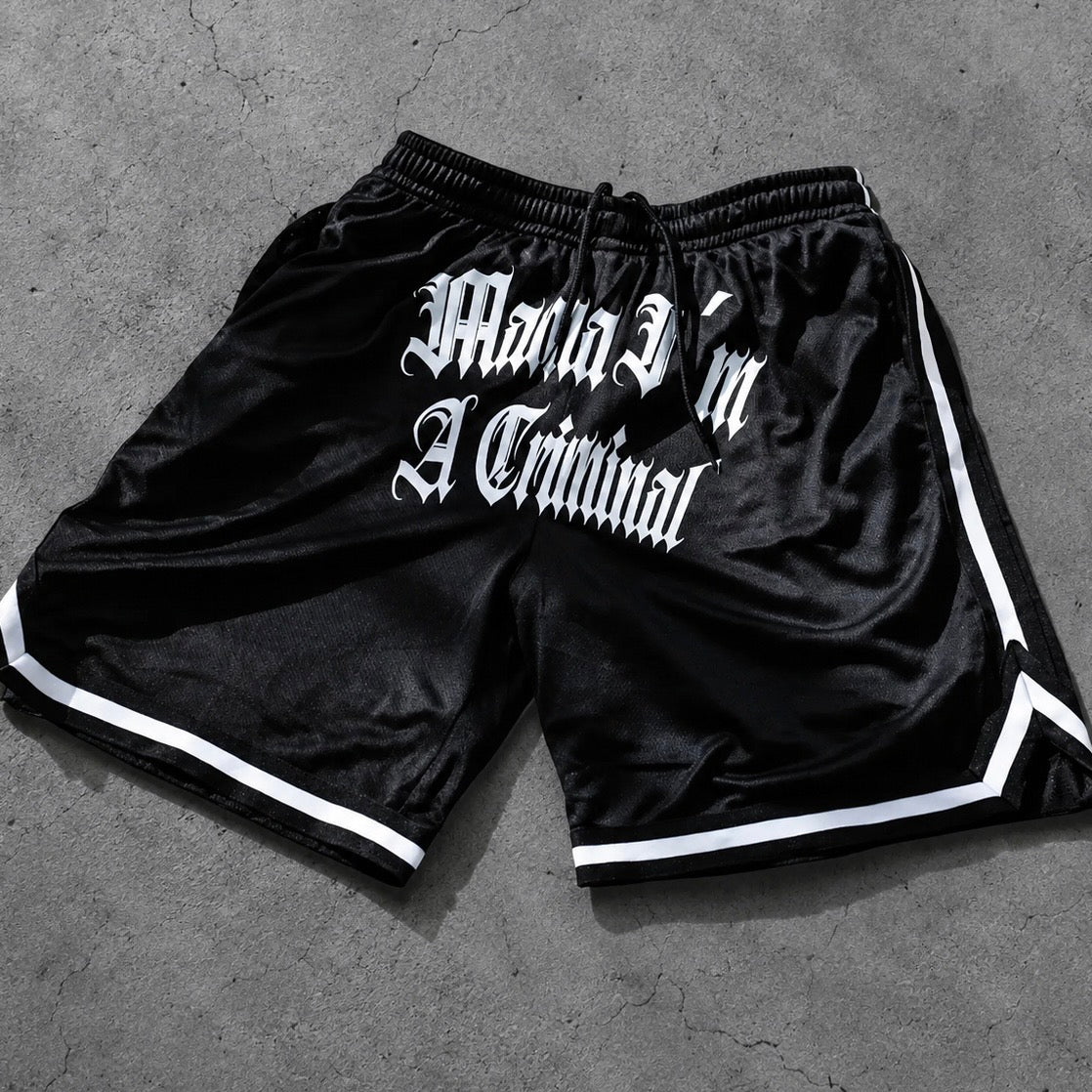 bnw CURVED Mama I´m A Criminal Mesh Shorts | 130G/M2 | 100% POLYESTER