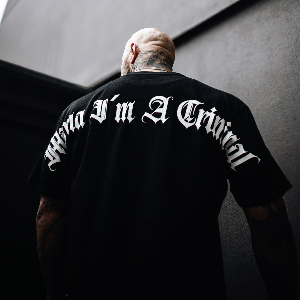 BNW CURVED MAMA I'M A CRIMINAL HEAVY OVERSIZED T-SHIRT MIT LEICHTER DROPSHOULDER | 240G/M2 | 100% BAUMWOLLE | BLK & WHITE