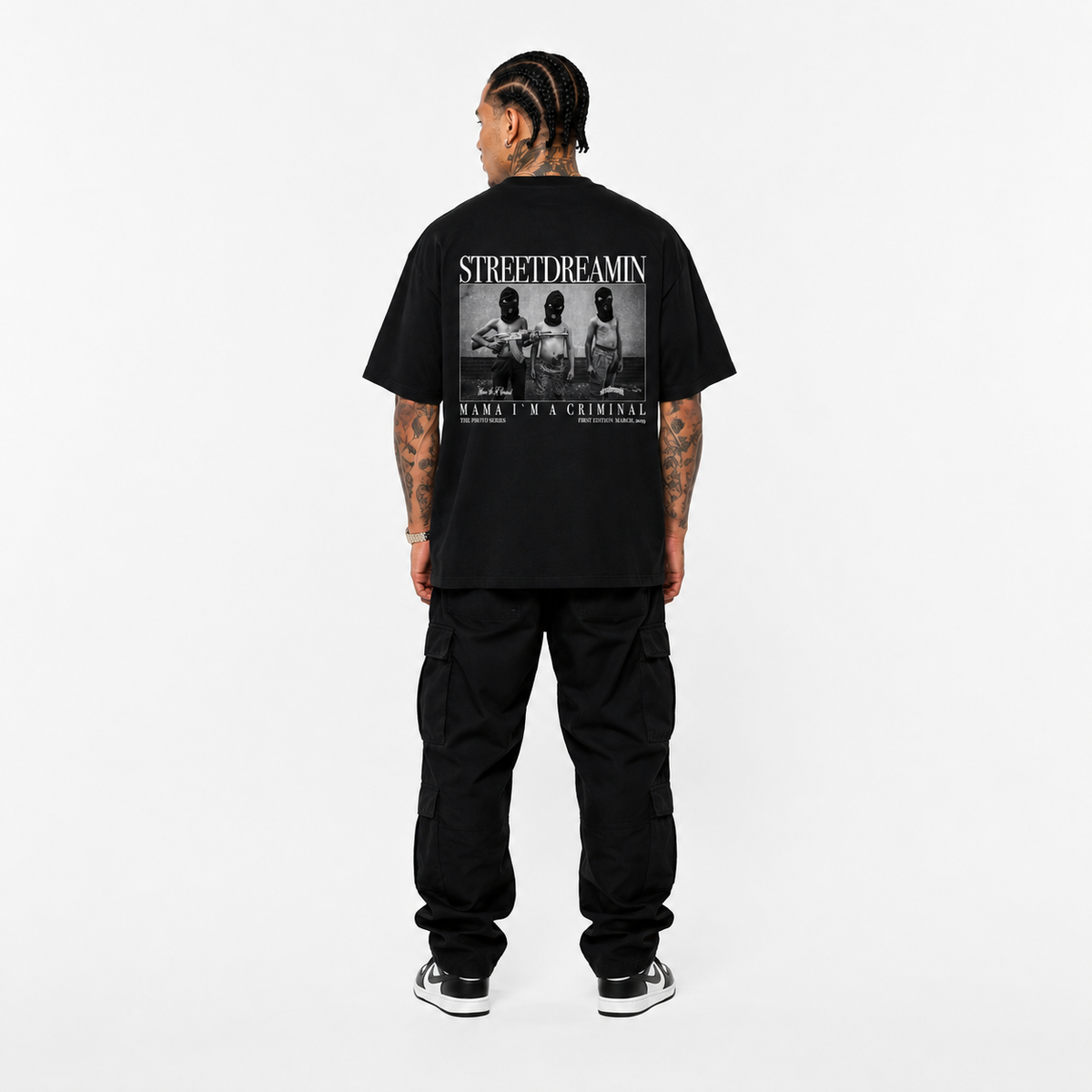 X KIDS HEAVY OVERSIZED T-SHIRT MIT LEICHTER DROPSHOULDER | 240G/M2 | 100% BAUMWOLLE | BLK & WHITE