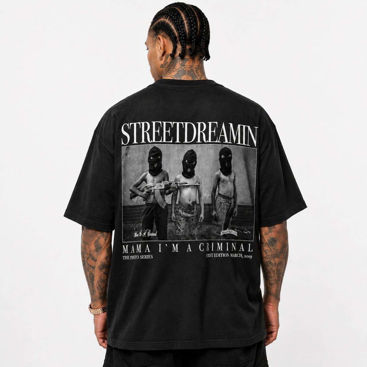 X KIDS HEAVY OVERSIZED T-SHIRT MIT LEICHTER DROPSHOULDER | 240G/M2 | 100% BAUMWOLLE | BLK & WHITE