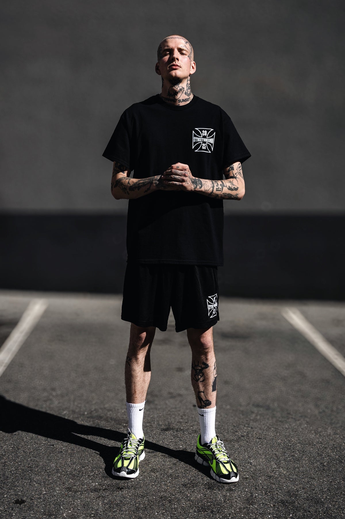 1ST Iron Cross Mesh Shorts | 80G/M2 | 100% POLYESTER | BLACK/BLUE