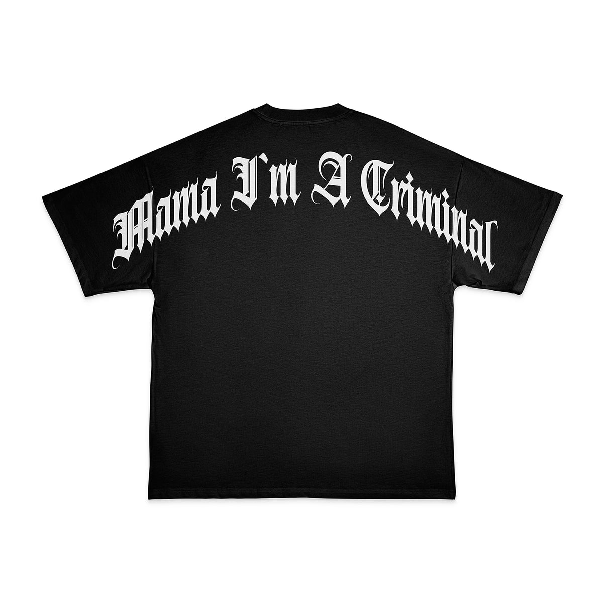 BNW CURVED MAMA I'M A CRIMINAL HEAVY OVERSIZED T-SHIRT MIT LEICHTER DROPSHOULDER | 240G/M2 | 100% BAUMWOLLE | BLK & WHITE