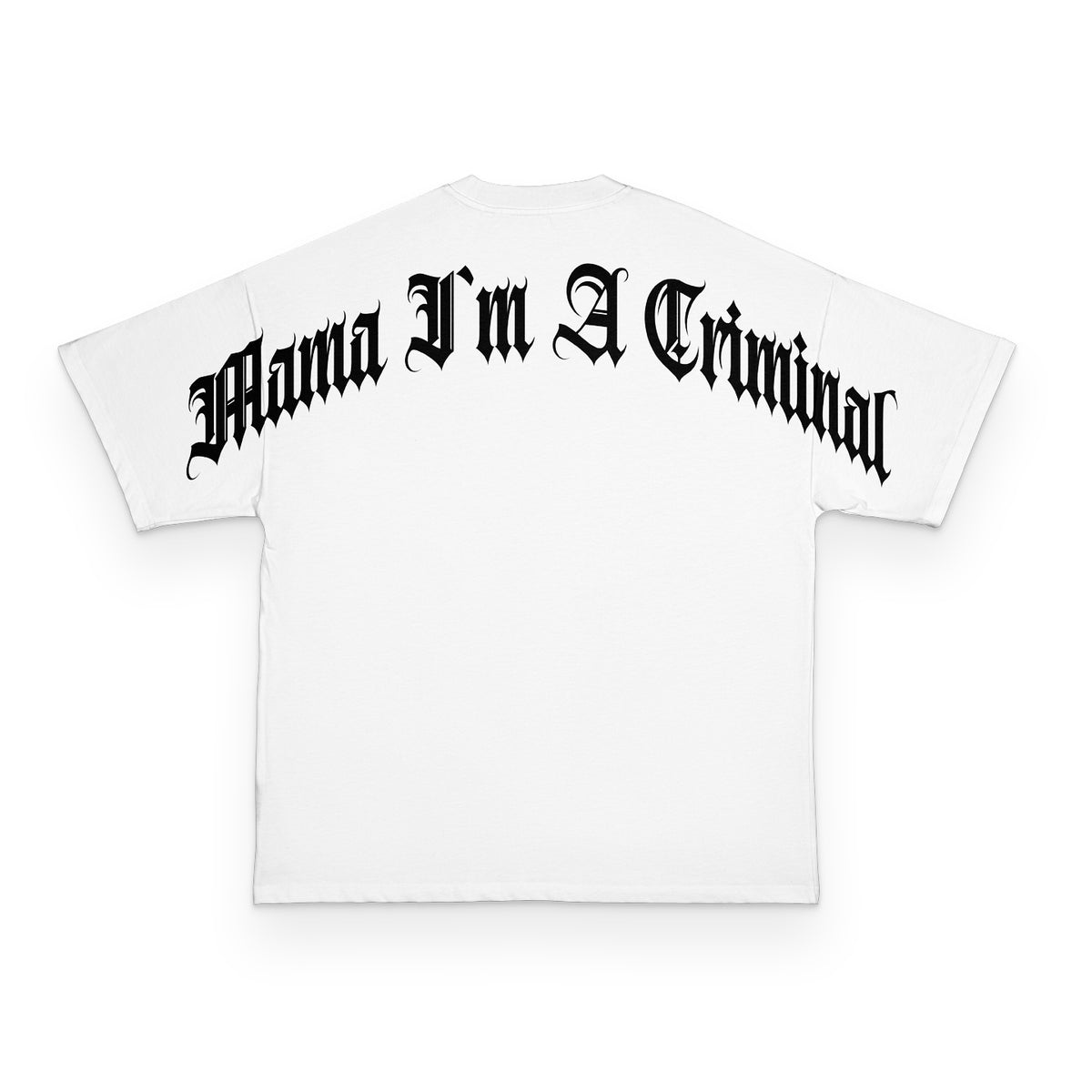 BNW CURVED MAMA I'M A CRIMINAL HEAVY OVERSIZED T-SHIRT MIT LEICHTER DROPSHOULDER | 240G/M2 | 100% BAUMWOLLE | BLK & WHITE